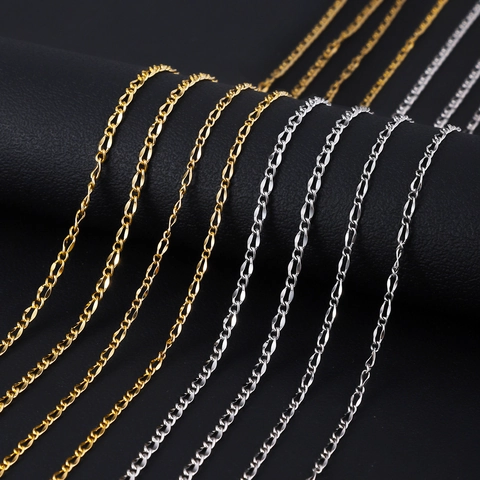Minimalist Stainless Steel Figaro Chain Necklace For Women 18K Gold Plated Flattened Link Choker Elegant DIY Jewelry Gift