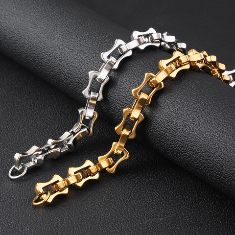 Stainless Steel Keel Chain Bracelet For Men Women Industrial Punk Style Geometric Polished Heavy Metal Link Chain Hand Jewelry Gift