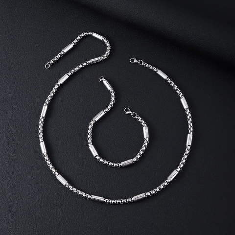 Stainless Steel Box Chain Necklace For Men Women Industrial Design Cylindrical Tube Charm Jewelry Piece Unisex Accessory