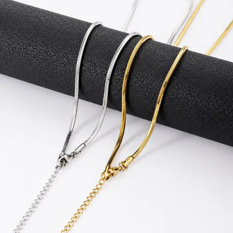 Stainless Steel Octagonal Snake Chain Necklace 18K Gold Silver Plated Fashion Minimalist Choker For Women Men Jewelry