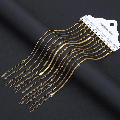 Minimalist Stainless Steel Chain Bracelet For Women 18K Gold Plated Adjustable Snake Link Bracelet Fashion Jewelry Gift