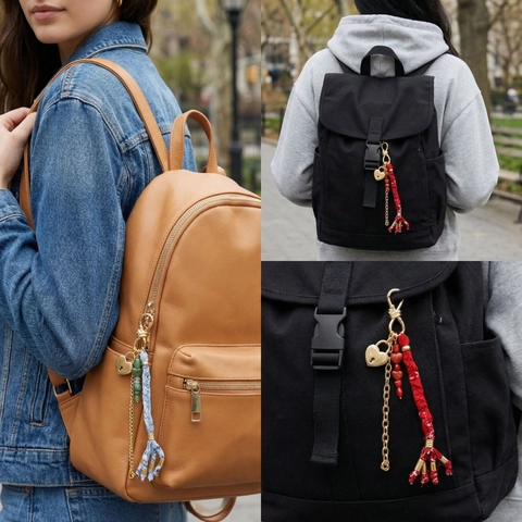 Vintage Legierung Herz Vorhängeschloss Taschenanhänger Gewebtes Seil Quaste Baumwollmischung Künstliche Perle Schlüsselanhänger Für Damen Tasche Zubehör Geschenk