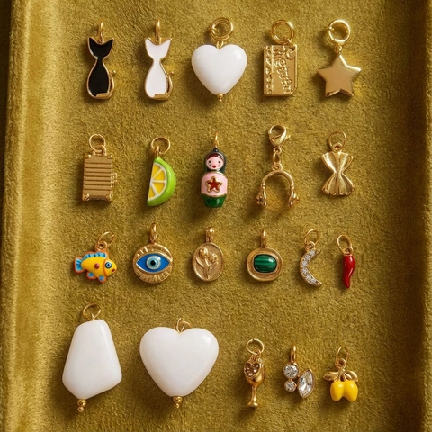Mode Edelstahl Emaille Strass Herz Katze Frucht Anhänger DIY Vergoldete Charm Halskette Für Herren Damen Schmuck