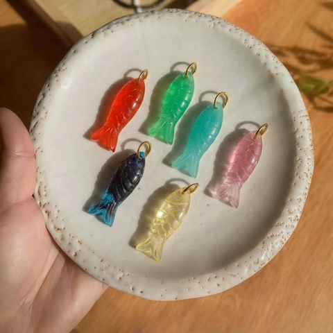 18K Gold Plated Stainless Steel Fish Pendant Necklace For Women Resin Animal Charm Paperclip Cable Rolo Chain DIY Jewelry