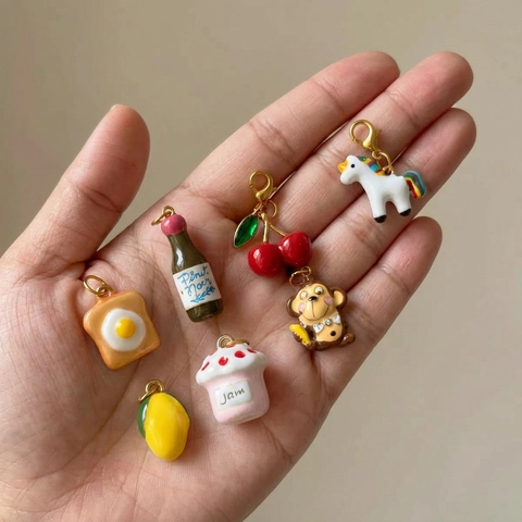 Stainless Steel Enamel Pendant Necklace For Women Cute Fruit Animal Charms DIY Jewelry Accessory 18K Gold Plated Paperclip Chain Necklace For Everyday Decor