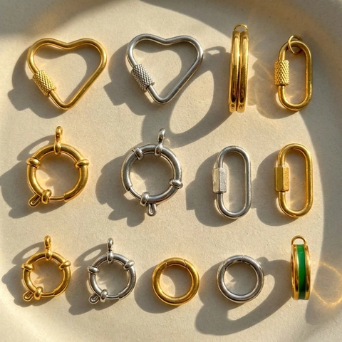 Stainless Steel Paperclip Chain Necklace For Women Gold Plated Carabiner Clasp Heart Pendant DIY Jewelry Accessories