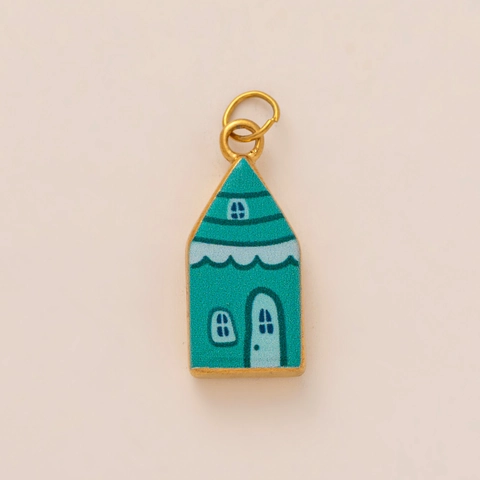 Stainless Steel Printed House Fruit Charms For DIY Jewelry Making 18k Gold Plated Enamel Pendant For Shoes Bracelet Necklace Accessories