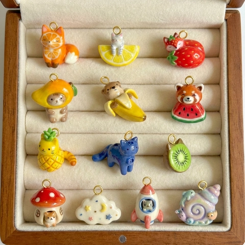 Collana Con Ciondolo In Rame Smaltato Cartone Animato Animali Frutta Volpe Gatto Fragola Limone Design Gioielli DIY Regalo Donna