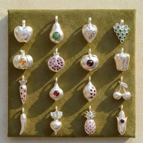 Western Fashion Fruit Vegetable Copper Pendant Necklace Colorful Enamel Zirconia Apple Strawberry Carrot Charms Jewelry