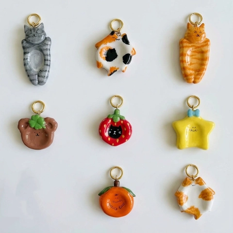 Collana Con Ciondolo Fai-da-te in Acciaio Inossidabile Con Simpatico Gatto Orso Fragola Per Donna Gioielli Placcati in Oro 18K