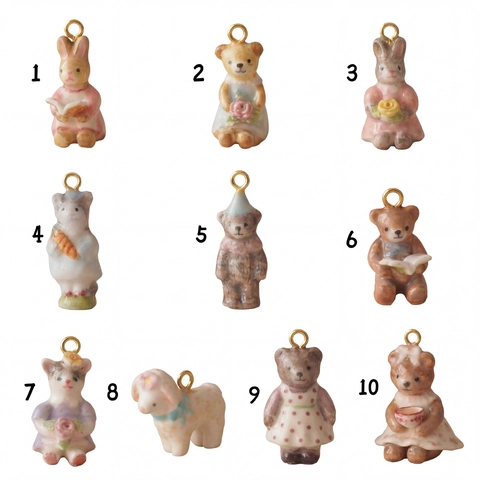 Vintage 18K Vergulde Koperen Dierenhanger Voor Dames DIY Emaille Beer Konijn Lam Hanger Handgemaakte Kleurrijke Sieraden