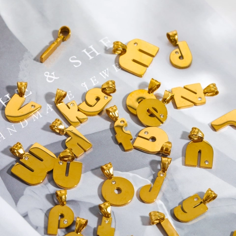 Minimalist Stainless Steel 26 Initial Letter Pendant Necklace Zirconia Inlaid Gold Plated Alphabet Jewelry Paperclip Chain For Women