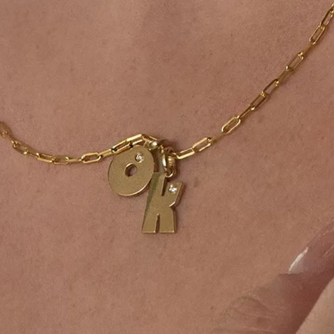 Minimalist Stainless Steel 26 Initial Letter Pendant Necklace Zirconia Inlaid Gold Plated Alphabet Jewelry Paperclip Chain For Women