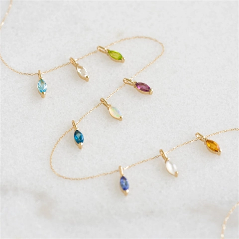Roestvrij Staal Marquise Geboortesteen Hanger 18K Goud Verguld Zirkoon Alleen Hanger Zonder Ketting Vrouwen Sieraden