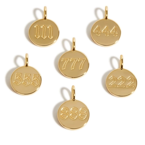 Stainless Steel Angel Number Pendant Necklace 111 222 333 444 555 777 888 999 18K Gold Plated Round Disc Coin Necklace