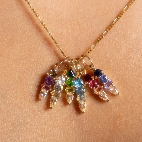 Edelstahl Geburtsstein Halskette 18K Vergoldet Strass Anhänger Halskette Europäischer Amerikanischer Modeschmuck Für Unisex Valentinstag