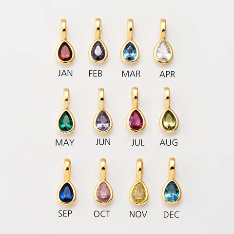 18K Gold Plated Stainless Steel Birthstone Necklace Women Zirconia Pendant Paperclip O Chain Jewelry Birthday Gift