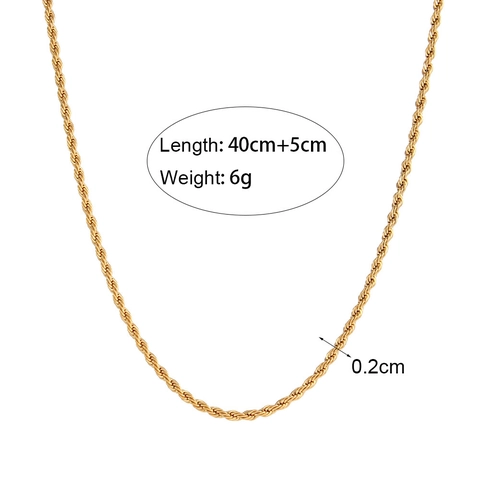 Minimalist Stainless Steel Rope Chain Necklace For Women 18K Gold Plated Twisted Link Chain Jewelry Waterproof Tarnish Free