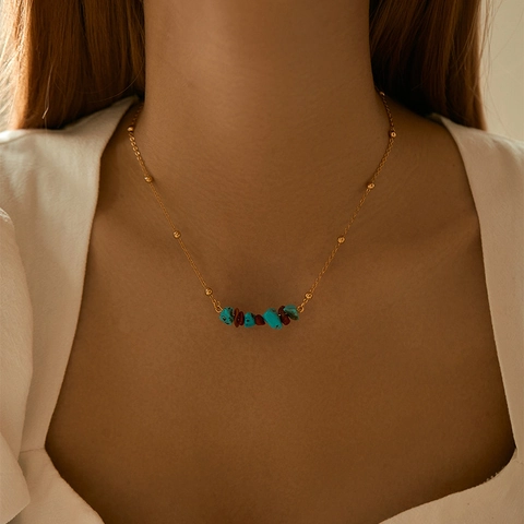 Bohemian 18K Gold Plated Brass Necklace Colorful Beads Butterfly Daisy Flower Pendant Choker For Women Daily Office Jewelry Gift