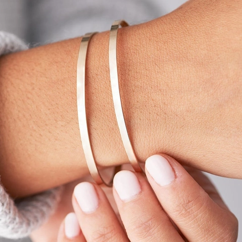 Modern 316L Stainless Steel Cuff Bracelet For Women 14K Gold Silver Plated Heart Cutout Open Bangle Mirror Polished Minimalist Jewelry Gift