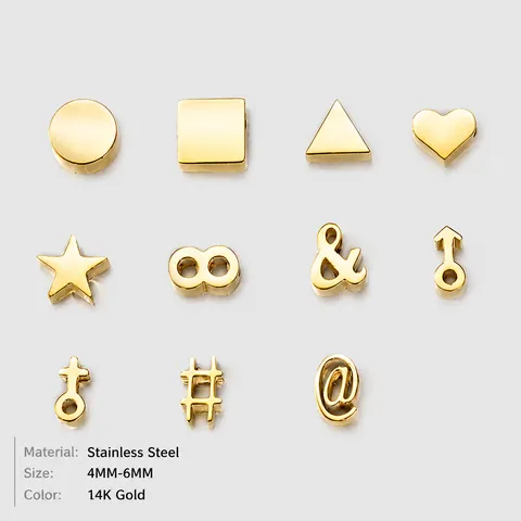 Stainless Steel DIY Jewelry Pendant Accessory Gold Plated Heart Star Geometric Infinity Symbol Charm For Necklace Bracelet Making