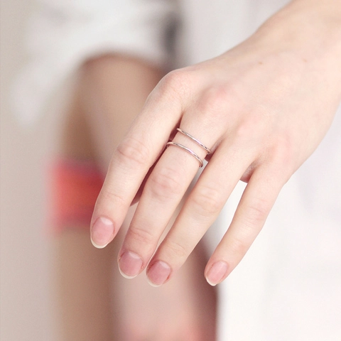 Minimalist 316L Stainless Steel Double Layer Open Ring For Women PVD Gold Plated Geometric Adjustable Finger Ring Jewelry