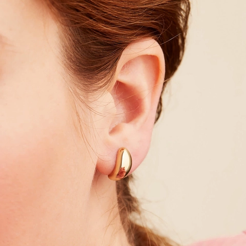Minimalist Stainless Steel Arc Stud Earrings For Women High Polish Water Drop Bean Style Gold Silver Earrings Jewelry