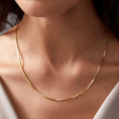 316L Stainless Steel Box Chain Necklace For Women Men Gold Steel Color Minimalist PVD Plating Venetian Link Chain Necklace