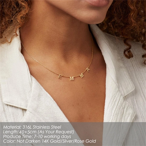 Minimalistische 316L Edelstahl Namenskette Mit Buchstabenanhänger Für Damen Valentinstag Personalisiertes Geschenk Mode DIY Schmuck