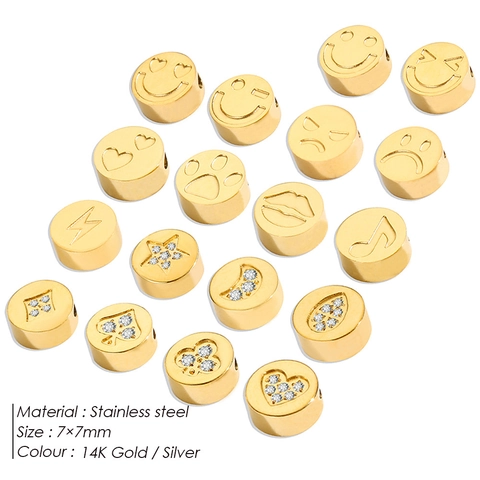 Edelstahl Strass Smiley Gesicht Herz Stern DIY Lose Perlen Polierte Gold Silber DIY Schmuckherstellung Charms Zubehör