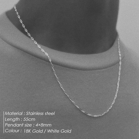 French Vintage 316L Stainless Steel Paperclip Link Necklace For Women Minimalist PVD 18K Gold Plated Chain Choker Jewelry Gift