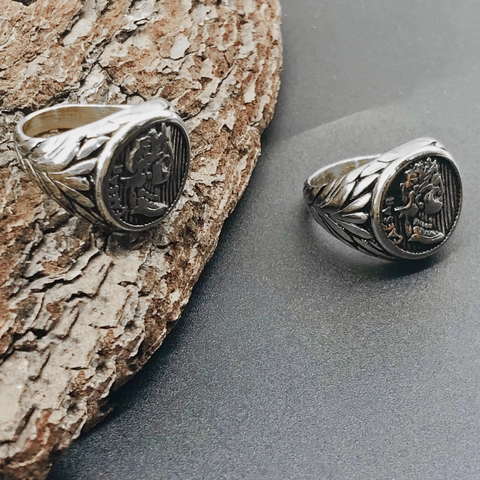 Retro Julius Caesar Ancient Roman Coin Ring Stainless Steel 18K Gold Plated Vintage Punk Portrait Signet Ring For Men Jewelry