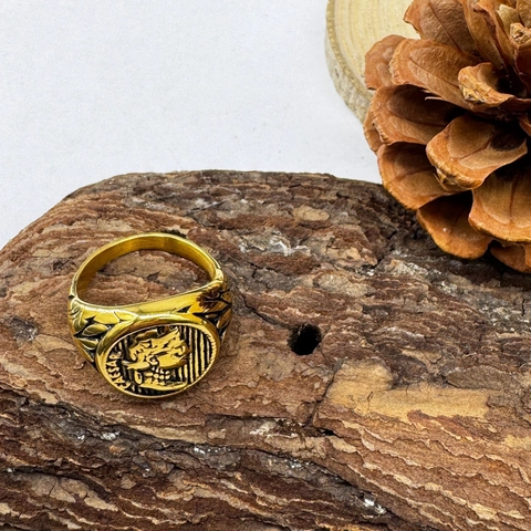Retro Julius Caesar Ancient Roman Coin Ring Stainless Steel 18K Gold Plated Vintage Punk Portrait Signet Ring For Men Jewelry