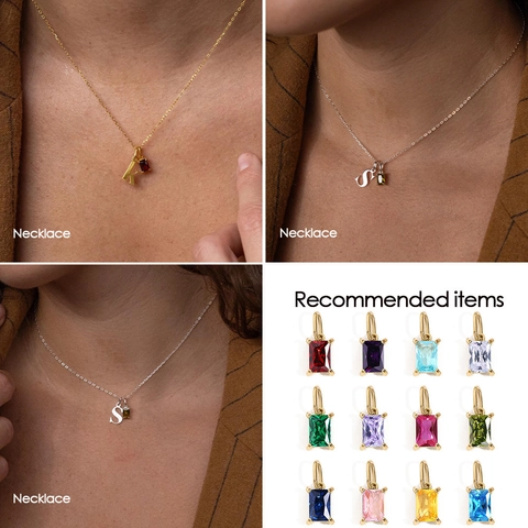 Pendente in Acciaio Inossidabile Rettangolare con Zirconia Pietra Portafortuna Placcato Oro PVD DIY Accessorio per Collana Bracciale