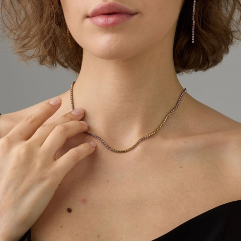 Edelstahl Quadratisch Strass Tenniskette Damen Vergoldet Versilbert Verstellbare Geburtsstein Choker Halskette Schmuck