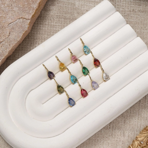 Ciondoli a Goccia in Acciaio Inossidabile 316 con Zirconia CZ a Taglio Pera Charms DIY per Creazione Gioielli Piccoli Ciondoli Colorati