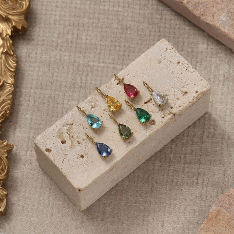 Ciondoli a Goccia in Acciaio Inossidabile 316 con Zirconia CZ a Taglio Pera Charms DIY per Creazione Gioielli Piccoli Ciondoli Colorati