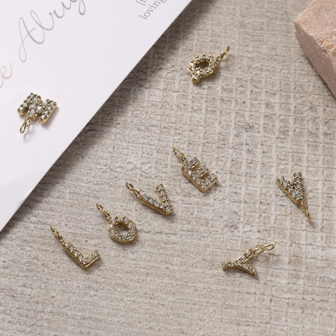 Stainless Steel Pave Rhinestone A-Z Letter Pendant For DIY Jewelry Making Gold Silver Alphabet Charm For Necklace Bracelet