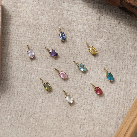 French Luxury Stainless Steel Oval Zirconia Pendants For DIY Jewelry Making Gold Silver Small Charm Accessories For Women
