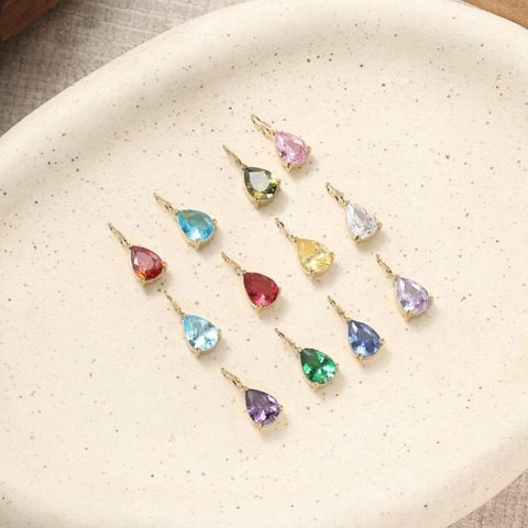 Pendaglio in Acciaio Inossidabile 316 a Goccia con Zirconia Pietra Natale 7x5mm Ciondolo a Goccia per Creazione Gioielli DIY Oro Argento