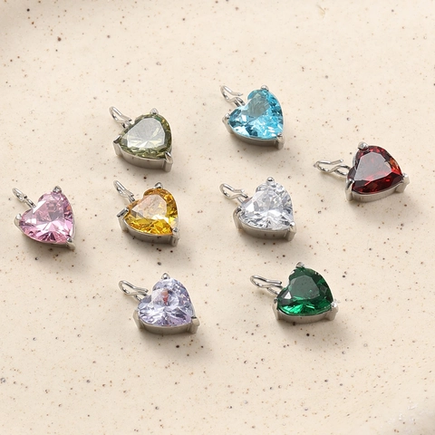 Stainless Steel Heart Zirconia Pendant Only Without Chain For DIY Jewelry Making Women Minimalist Polished Pendant Gift