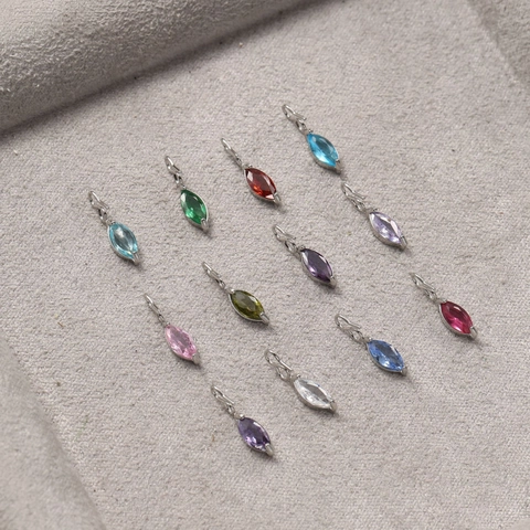 Pendente Pietra Natale in Acciaio Inossidabile 316 con Zirconia Marquise Solo Ciondolo Senza Catena Accessorio Gioielli DIY Rombo Cristallo