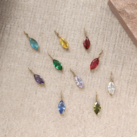 DIY Stainless Steel Birthstone Pendants Marquise Cut Cubic Zirconia Charms For Jewelry Making Necklaces Earrings Women Gift