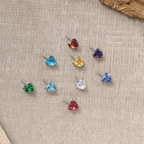 Pendentif en Acier Inoxydable Zircon Coloré en Forme de Cœur Pour la Fabrication de Bijoux DIY Pendentif Uniquement