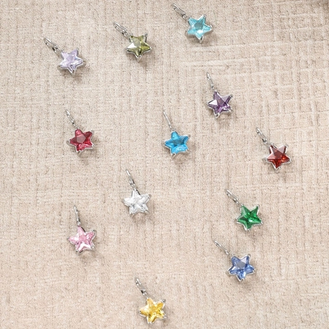 Stainless Steel Five Pointed Star Zirconia Pendant Minimalist Colorful Zircon DIY Jewelry Accessories For Necklace Bracelet