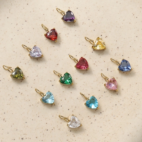 Stainless Steel Heart Birthstone Pendant Zirconia Charm For DIY Jewelry Making Finding High Quality Electroplated Exquisite Craft Necklace Accessory