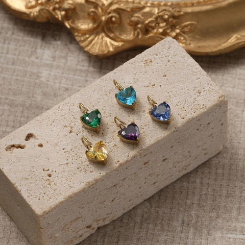 Stainless Steel Heart Birthstone Pendant Zirconia Charm For DIY Jewelry Making Finding High Quality Electroplated Exquisite Craft Necklace Accessory