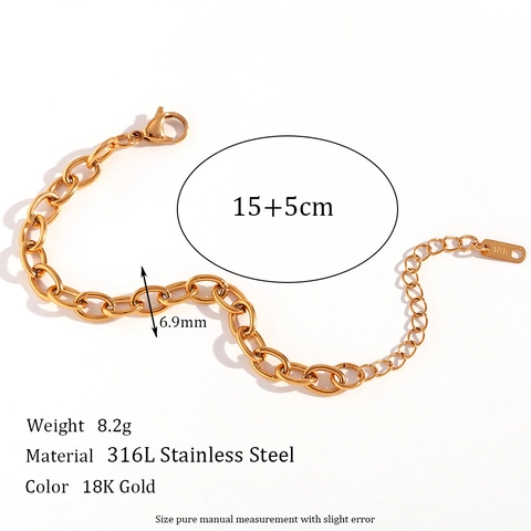 Minimalist Stainless Steel 18K Gold Plated Chain Bracelet For Women Paperclip Snake Box Link Bracelet Jewelry Waterproof Rustproof