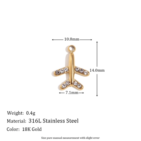 Roestvrij Stalen 18K Vergulde Hart Ster Vliegtuig Regenboog Hangers Strass Ingelegde Geometrische Charms Voor Sieraden Maken