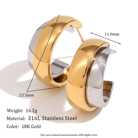 Vintage Stainless Steel Hoop Earrings For Women Geometric V Shape Heart Cutout Angel Artificial Pearl Fashion Jewelry